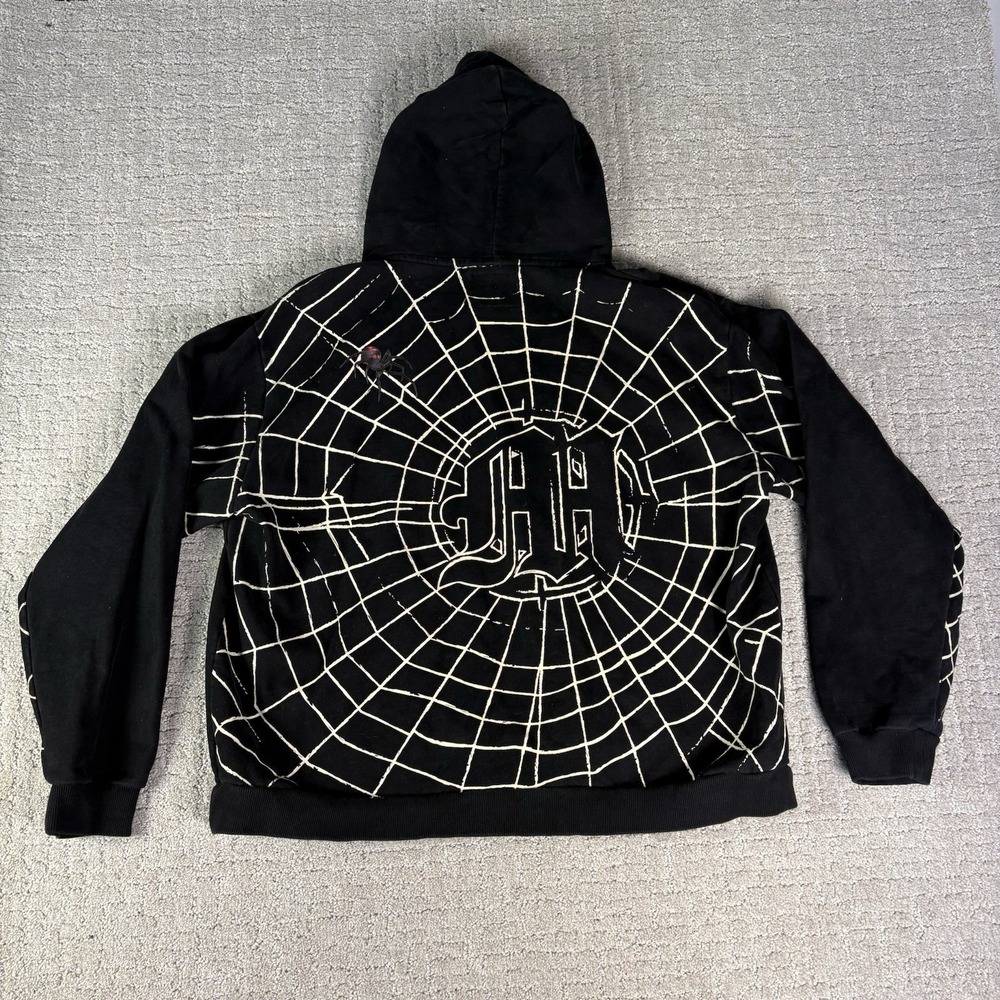Menace Los Angeles Zip Up Hoodie Heavy Metal Font Goth Cyber Punk Black Large